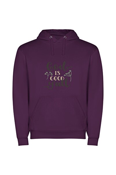 iLovePrints Divinely Good: Godly Style Φούτερ με κουκούλα σε χρώμα Μωβ