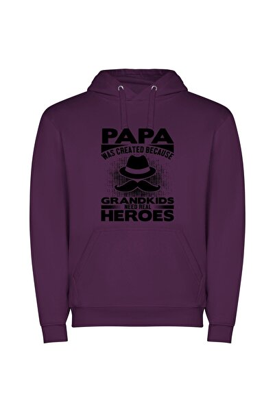 iLovePrints Real Heroic Grandpa Φούτερ με κουκούλα σε χρώμα Μωβ