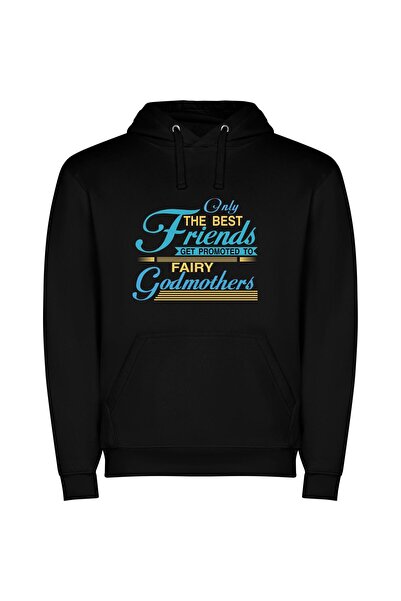 iLovePrints Divine Friendships Ascend: A Quote Φούτερ με κουκούλα σε χρώμα Μαύρο