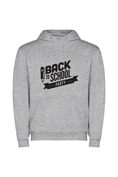 iLovePrints Nostalgic Back-to-School Bash Φούτερ με κουκούλα σε χρώμα Γκρι