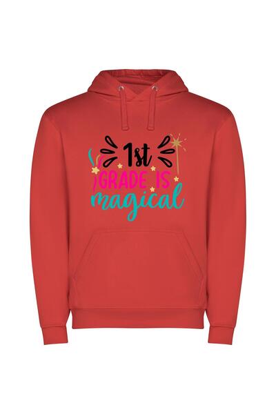 iLovePrints Magical Grade One Wonder Φούτερ με κουκούλα σε χρώμα Κόκκινο