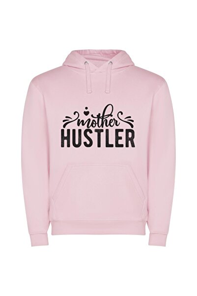 iLovePrints Hudson's Monochrome Mother Hustler Φούτερ με κουκούλα σε χρώμα Ροζ
