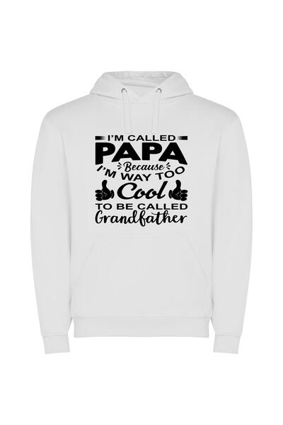 iLovePrints Papa: The Cool Grandfather Φούτερ με κουκούλα σε χρώμα Λευκό