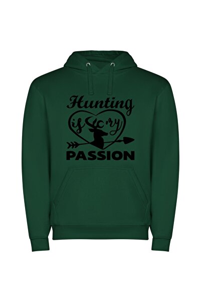 iLovePrints Passionate Bison Hunting: HD Φούτερ με κουκούλα σε χρώμα Πράσινο