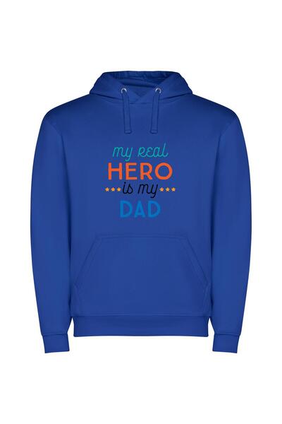 iLovePrints Daddy: My Real Hero Φούτερ με κουκούλα σε χρώμα Μπλε