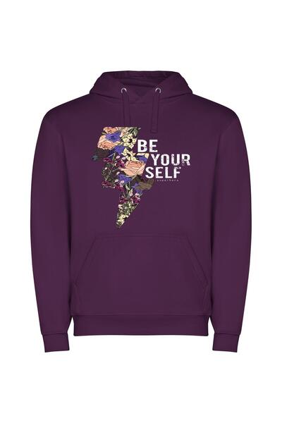 iLovePrints Fleurs of Self-Confidence Φούτερ με κουκούλα σε χρώμα Μωβ