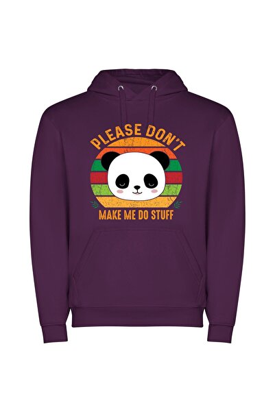 iLovePrints Panda Pleas of Cute Φούτερ με κουκούλα σε χρώμα Μωβ