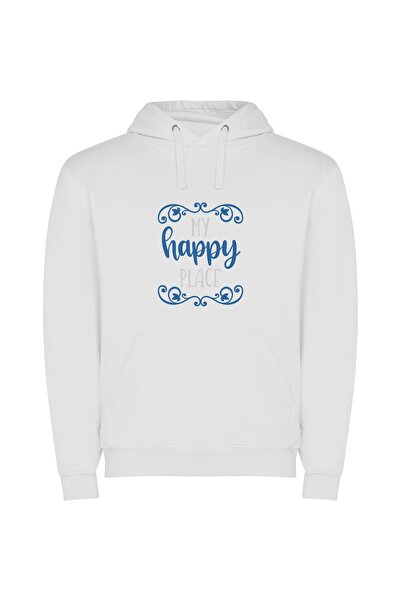 iLovePrints Blissful Homebound Happiness Φούτερ με κουκούλα σε χρώμα Λευκό