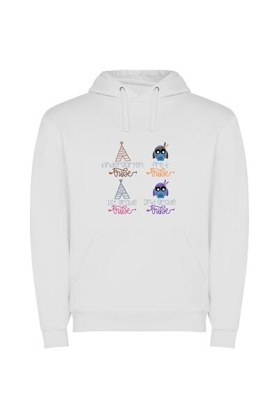 iLovePrints Whimsical Owl Tee Collection Φούτερ με κουκούλα σε χρώμα Λευκό