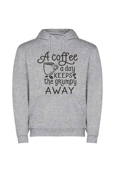iLovePrints Graceful Grumpy Coffee Fix Φούτερ με κουκούλα σε χρώμα Γκρι