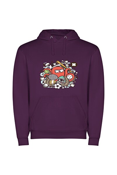 iLovePrints Sports Mascot HD Illustration Φούτερ με κουκούλα σε χρώμα Μωβ