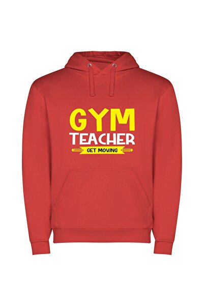 iLovePrints Vibrant Fitness Dynamo Φούτερ με κουκούλα σε χρώμα Κόκκινο
