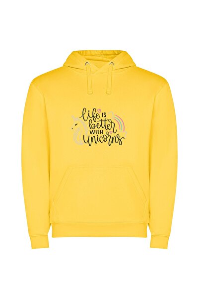 iLovePrints Mystical Life Enhancers Φούτερ με κουκούλα σε χρώμα Κίτρινο