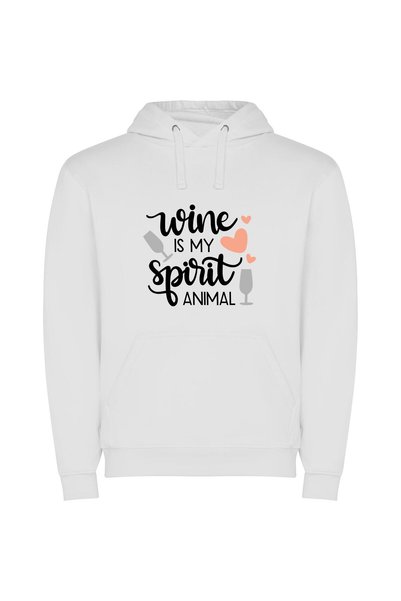 iLovePrints Wine: My Spirited Companion Φούτερ με κουκούλα σε χρώμα Λευκό