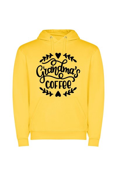iLovePrints Grandma's Artisan Morning Brew Φούτερ με κουκούλα σε χρώμα Κίτρινο
