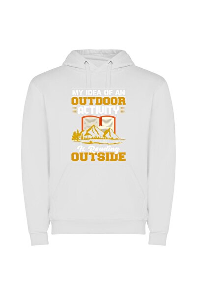 iLovePrints The Great Outdoors Reads Φούτερ με κουκούλα σε χρώμα Λευκό