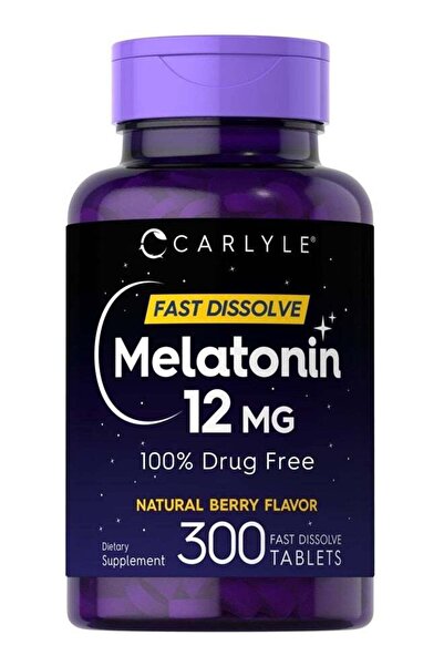 Carlyle Melatonin 12 mg Fast Dissolve 300 Tablets | Natural Berry Flavor | Ve...