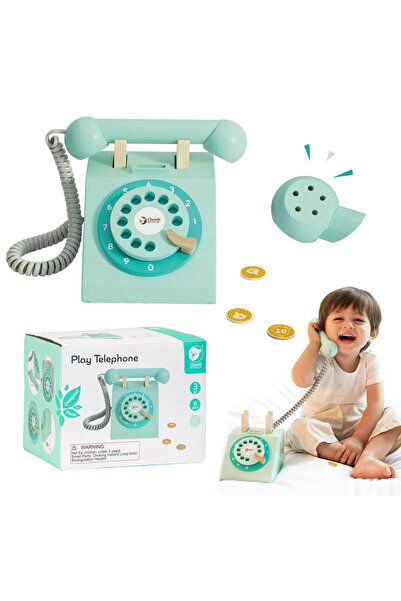 Classic World Telefon clasic din lemn pentru copii 4 bucăți.