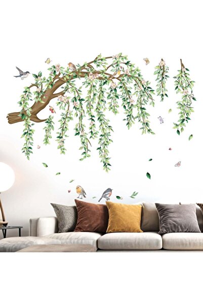 Amimagen Large Hanging Vine Wall Stickers: Peel and Stick Green Leaf Tree Bra...
