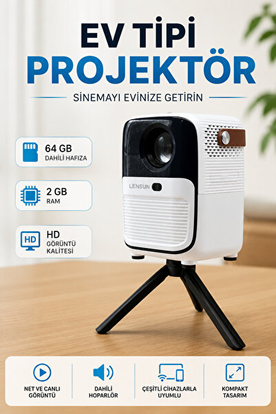 Genel Markalar Projector Ev Tipi 64 Gb 2 Gb Rem Hafıza Hd Görüntü Kumandalı