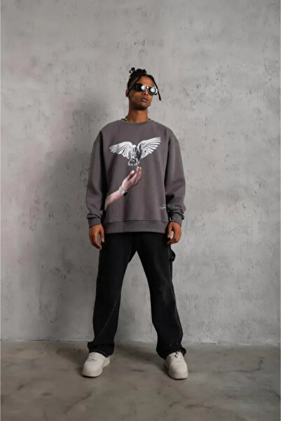 UFC 1985 TOP BRAND Men's pigeon print sweatshirt - grey