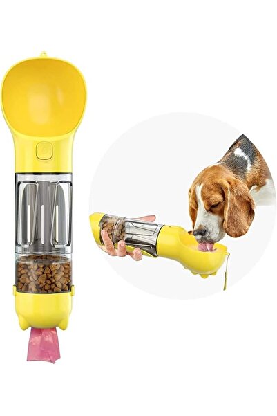 SWIUKPHE 4in1 Portable Pet Water Bottle,Built in Food Storage Poop Bag Dispen...