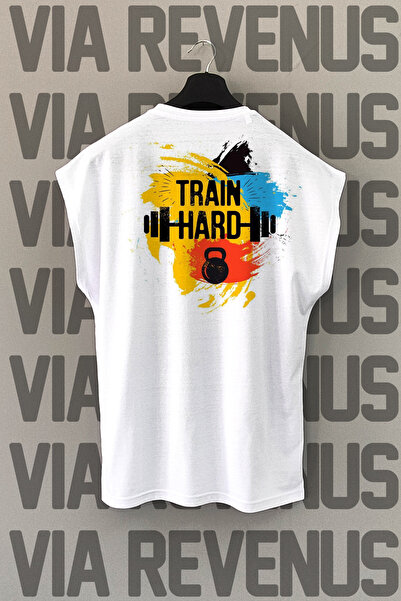 Vordevia Αθλητικό μπλουζάκι Train Hard με στάμπα στην πλάτη, χωρίς μανίκια κα...