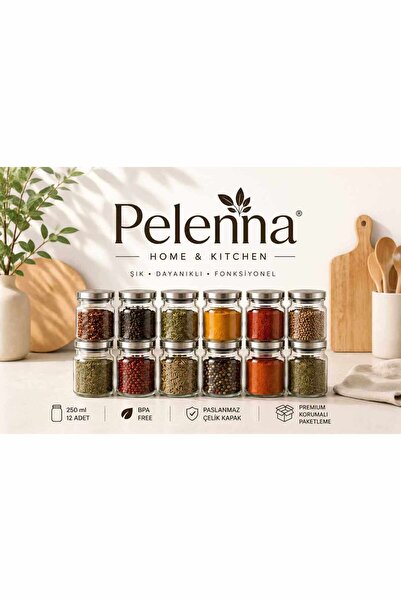 Pelenna Set of 12 Vacuum-Sealed Glass Jars with Metal Lids – 250 ml – Food an...