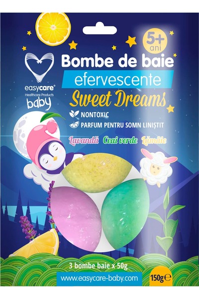 OEM Sweet Dreams bombe de baie efervescente pentru copii, 3 buc