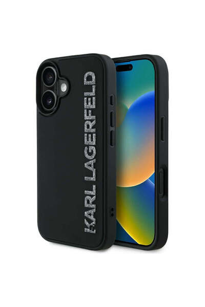 Karl Lagerfeld Husă pentru iPhone 16, Design 3D (KLHCP16SRBKGVCK), negru - negru