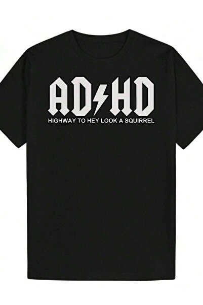 2BIR Men's Attention Deficit Hyperactivity Disorder Pattern T-Shirt-Black Sum...