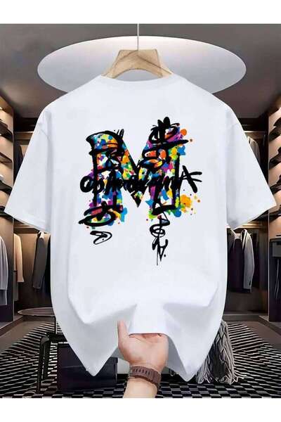 LİNA06 Men'S Casual Graphic Tee Featuring Striking Graffiti Design - White Sh...