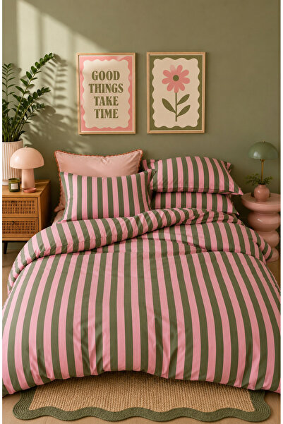 Evmila Colorful Striped Duvet Cover Set Modern Minimalist Geometric Pattern D...