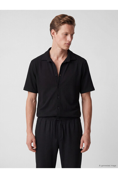 LC Waikiki Özmarka New Season Black Regular Fit Men's Shirt
