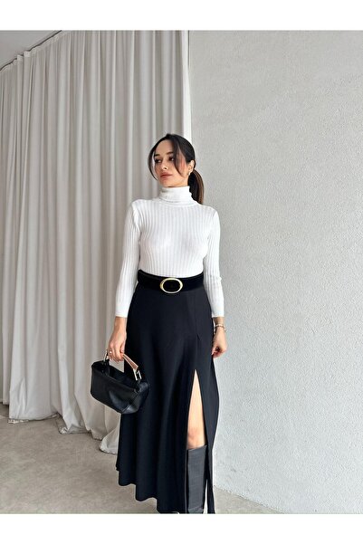 Mooi Butik تنورة جريتا ميدي 8697 - أسود