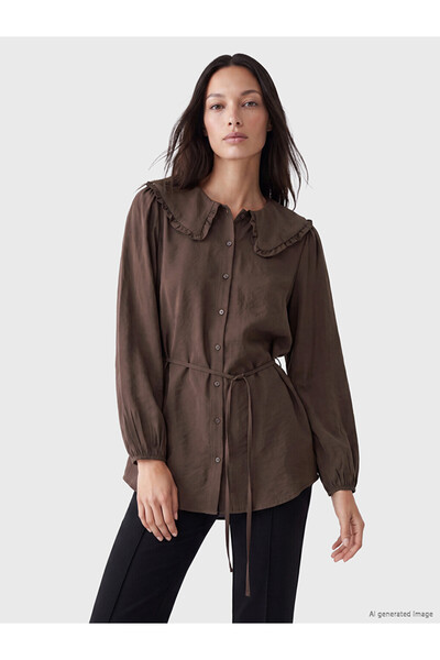 LC Waikiki Brown Baby Collar Modal Blended Women's Shirt Tunic