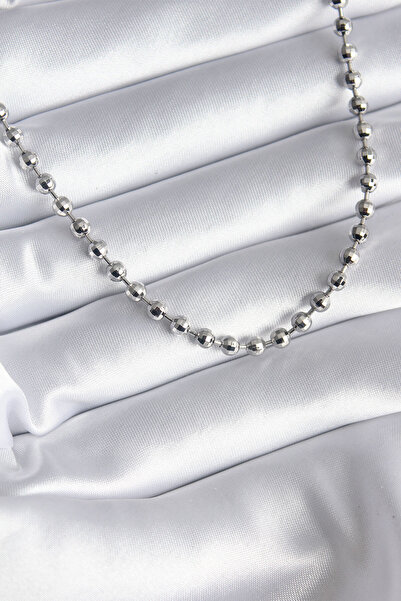 DMR Elegance Brass Silver Color Ball Detail Women's Necklace