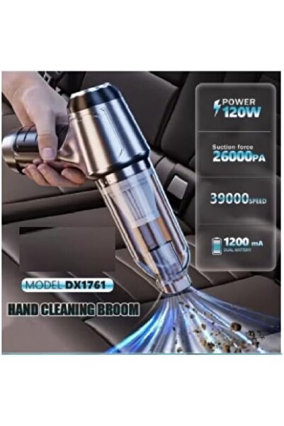 Generic Hand Cleaning Broom Vacuum, 120W, 26000Pa Suction, Model DX1761 | 39000 RPM Speed, 1200mA Dual Battery, USB Charging, Multiple Attachments, With Protective Plate