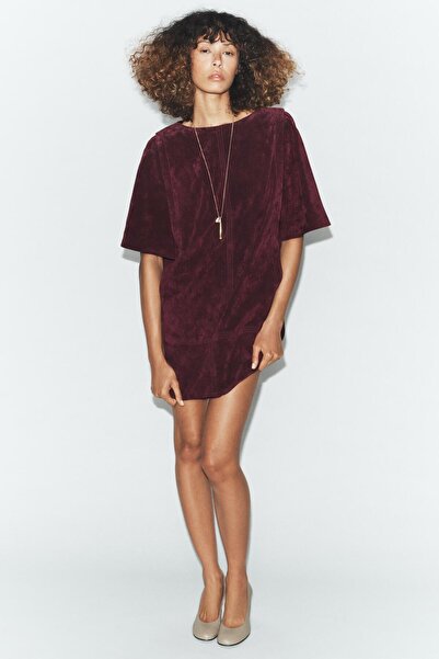 BUTE Allbucks Za - Ra 100% Suede Genuine Leather Short Dress Abzra00007