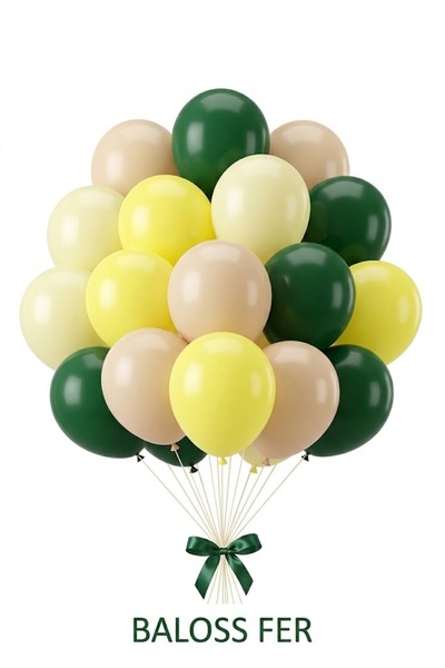 baloss fer Jungle Safari Themed 20-Piece Dark Green Macaron Yellow Pastel Yel...