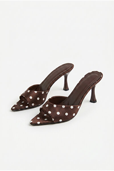 Bianco Lucci Women's Polka Dot Pointed Toe Heeled Slippers 50021009
