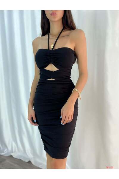 Modafeminen Black V-Neck Sleeveless Mini Dress 582100