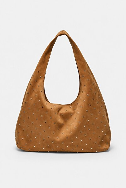 Madamra Taba Kadın Süet Shopper Yumuşak Form Omuz Çantası