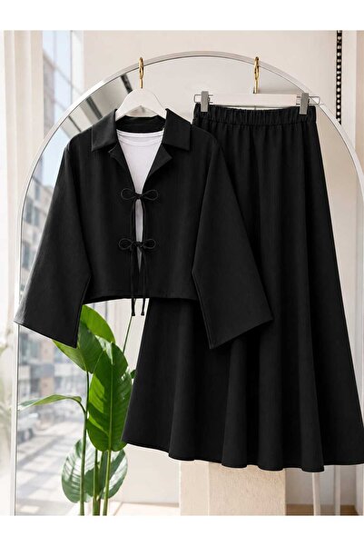 MODA VEDAT Kadın Ön Fiyonk Bağlamalı Etekli Takım -0475
