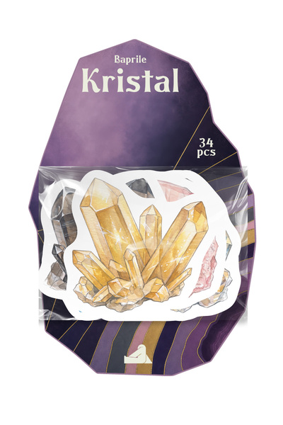 Baprile Mineral ve Kristal Sticker Seti 34 Adet Laptop Ajanda Çıkartma