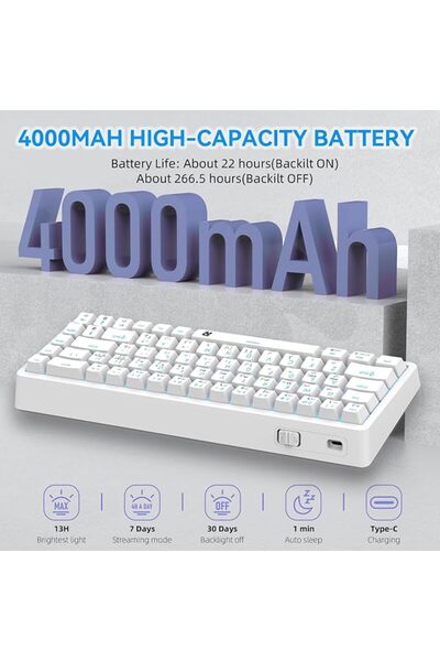 GENERAL لوحة مفاتيح ألعاب سلكية ROCK POW 60%، لوحة مفاتيح ألعاب صغيرة بإضاءة ...