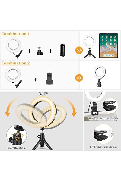 MAKINGTEC إضاءة حلقية LED مع حامل ثلاثي القوائم وحامل هاتف للبث المباشر وفيدي...
