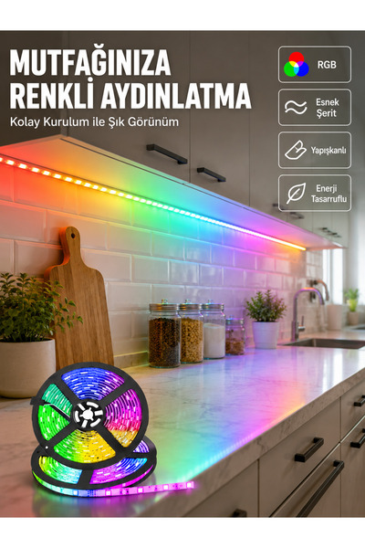 Lisinya Kumandalı 5 Metre Şerit LED Dekoratif Aydınlatma -