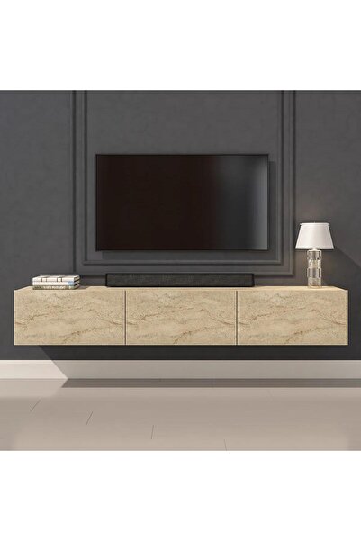 joy mob Beliz Tv Ünitesi Tv Sehpası Alt Modül TRAVERTEN 200 Cm Mdf