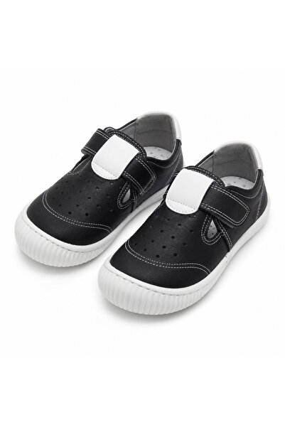 Generic Brand Black Children's Shoes with Velcro and White Rubber Sole